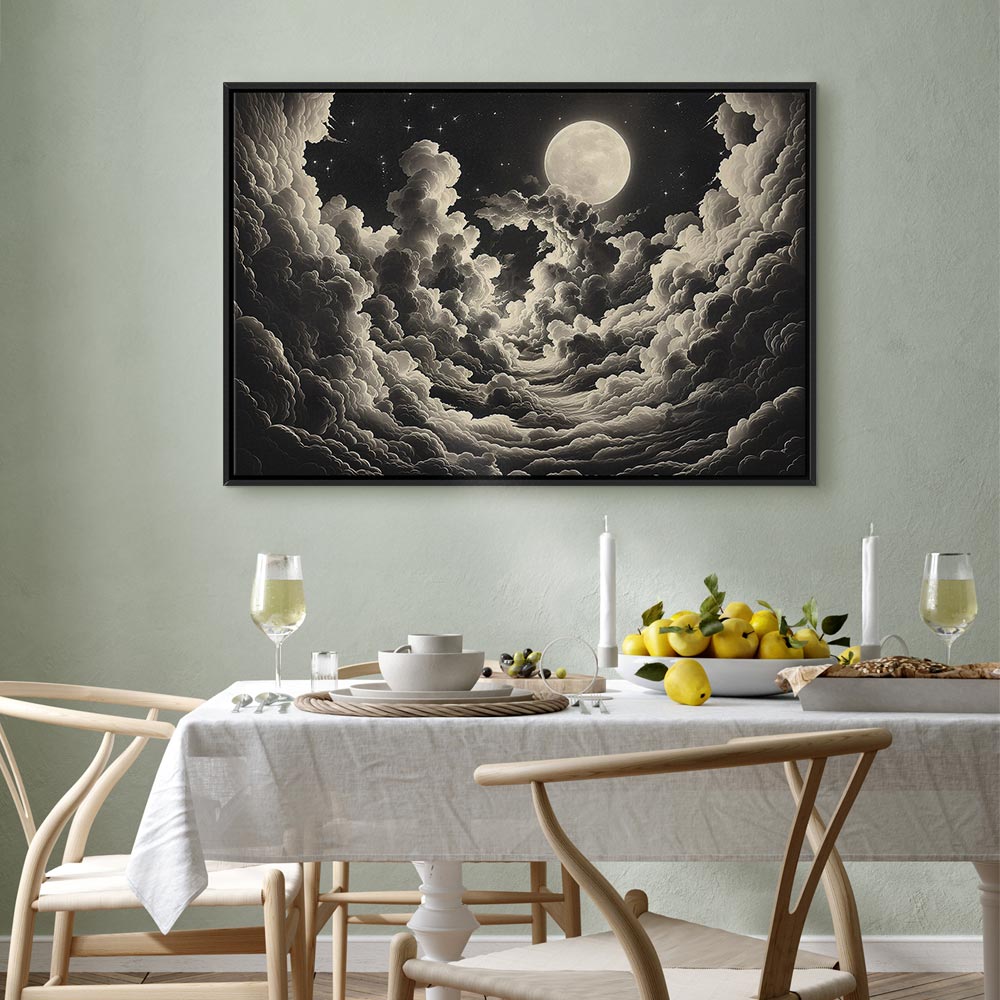 Canvas Print Moon and Stars Singing Among the Great Clouds