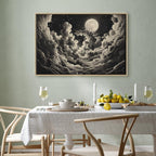 Canvas Print Moon and Stars Singing Among the Great Clouds