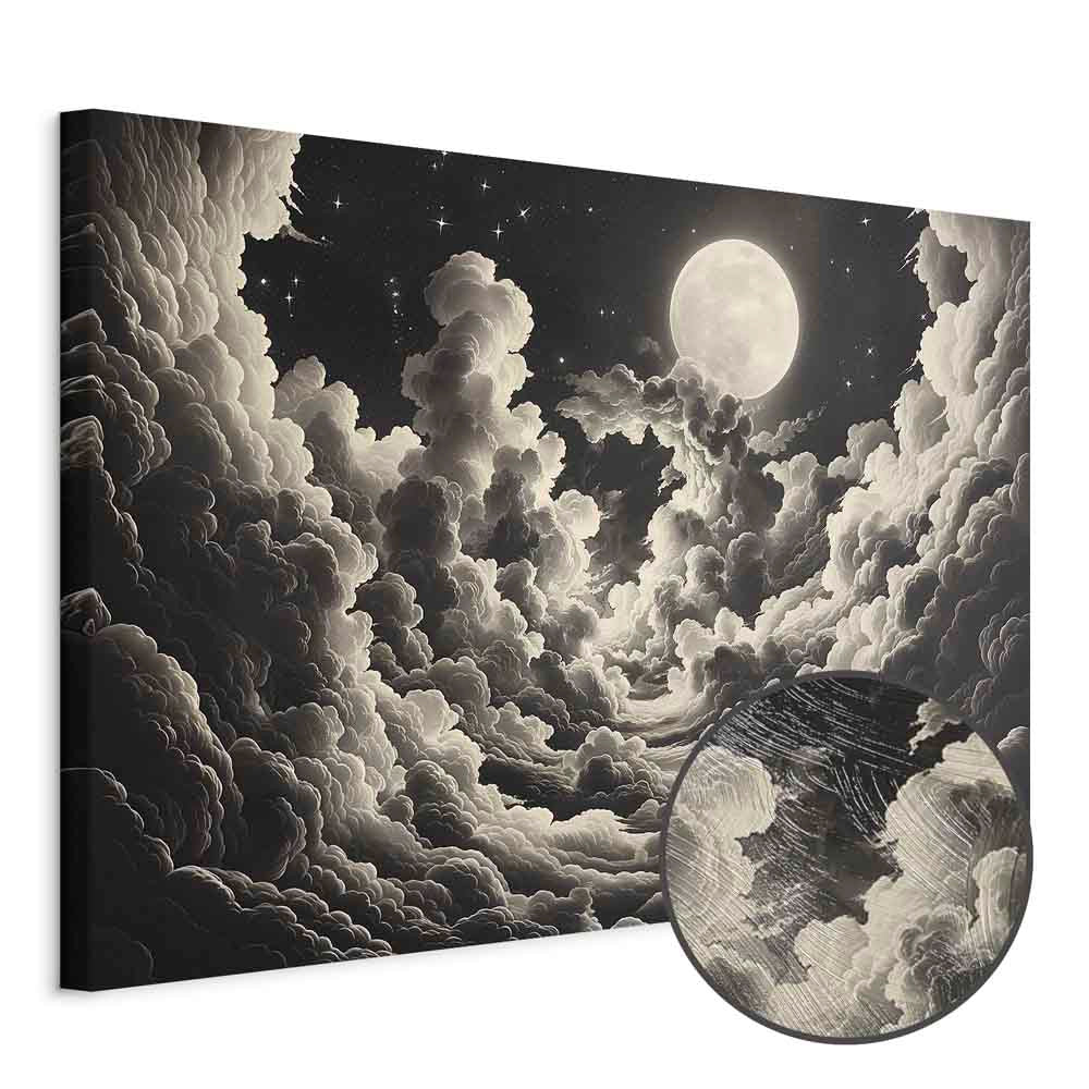 Moon and Stars Cloudscape Fantasy Canvas Print