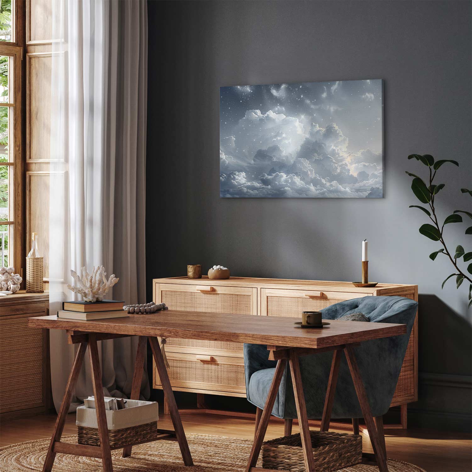 Starry Cloudscape Minimalist Canvas Print