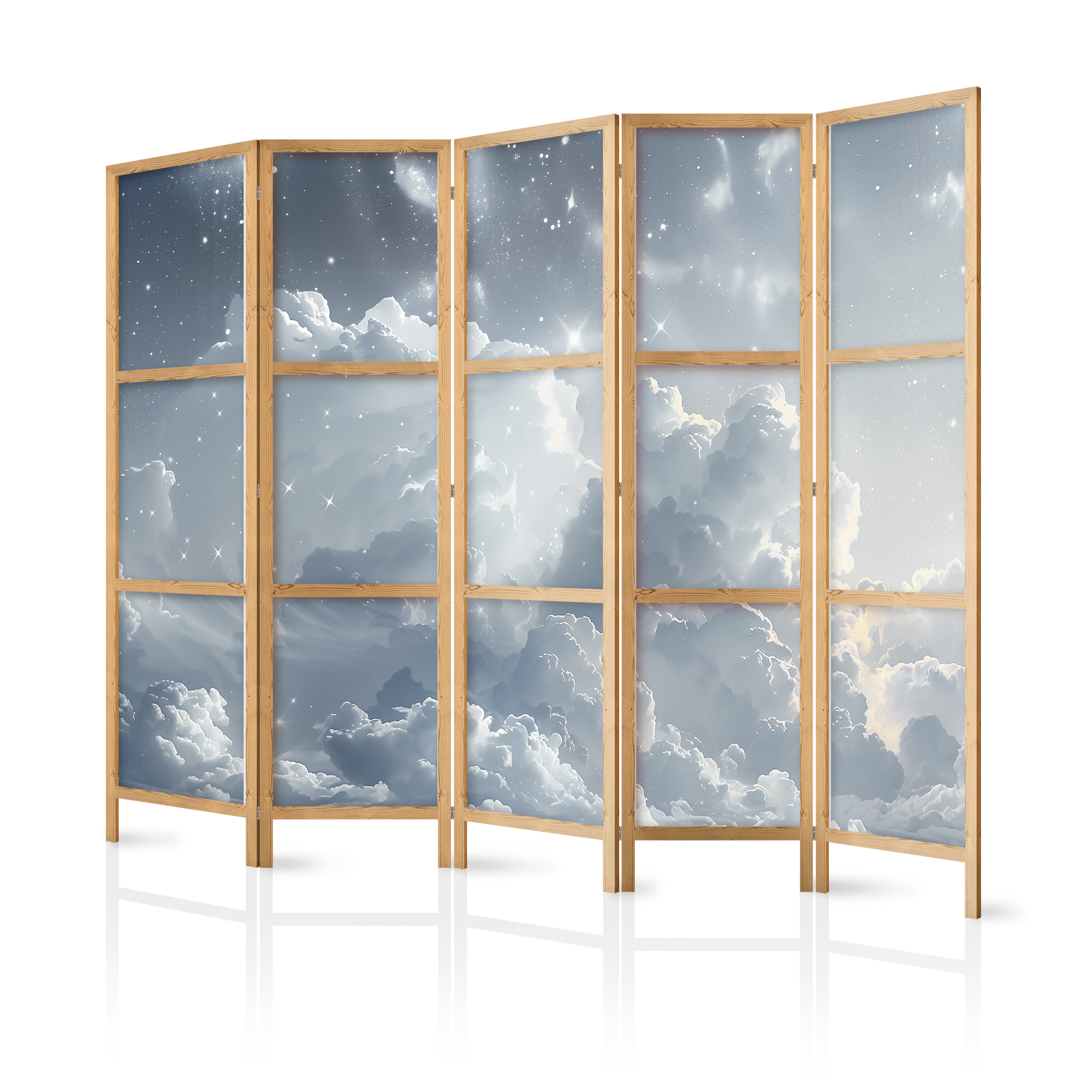 Japanese Room Divider Astral Calm: Stars over Clouds