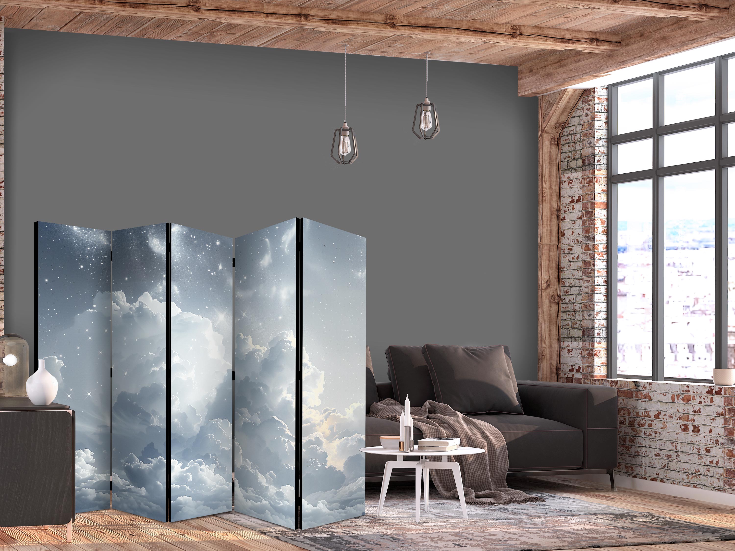 Room Divider Astral Calm: Stars over Clouds