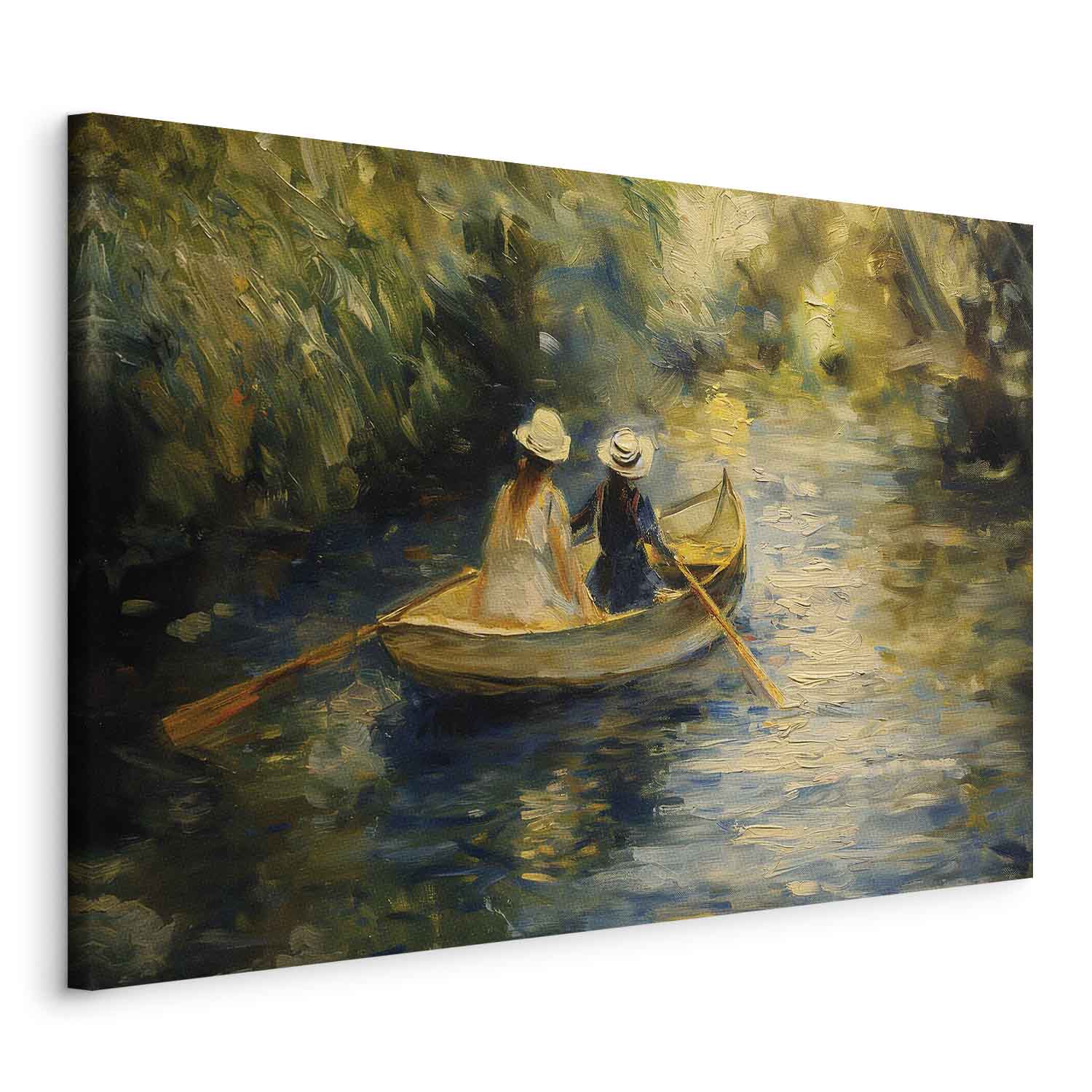 Two Women Sailing Boat River Landscape DIY Large Canvas Print