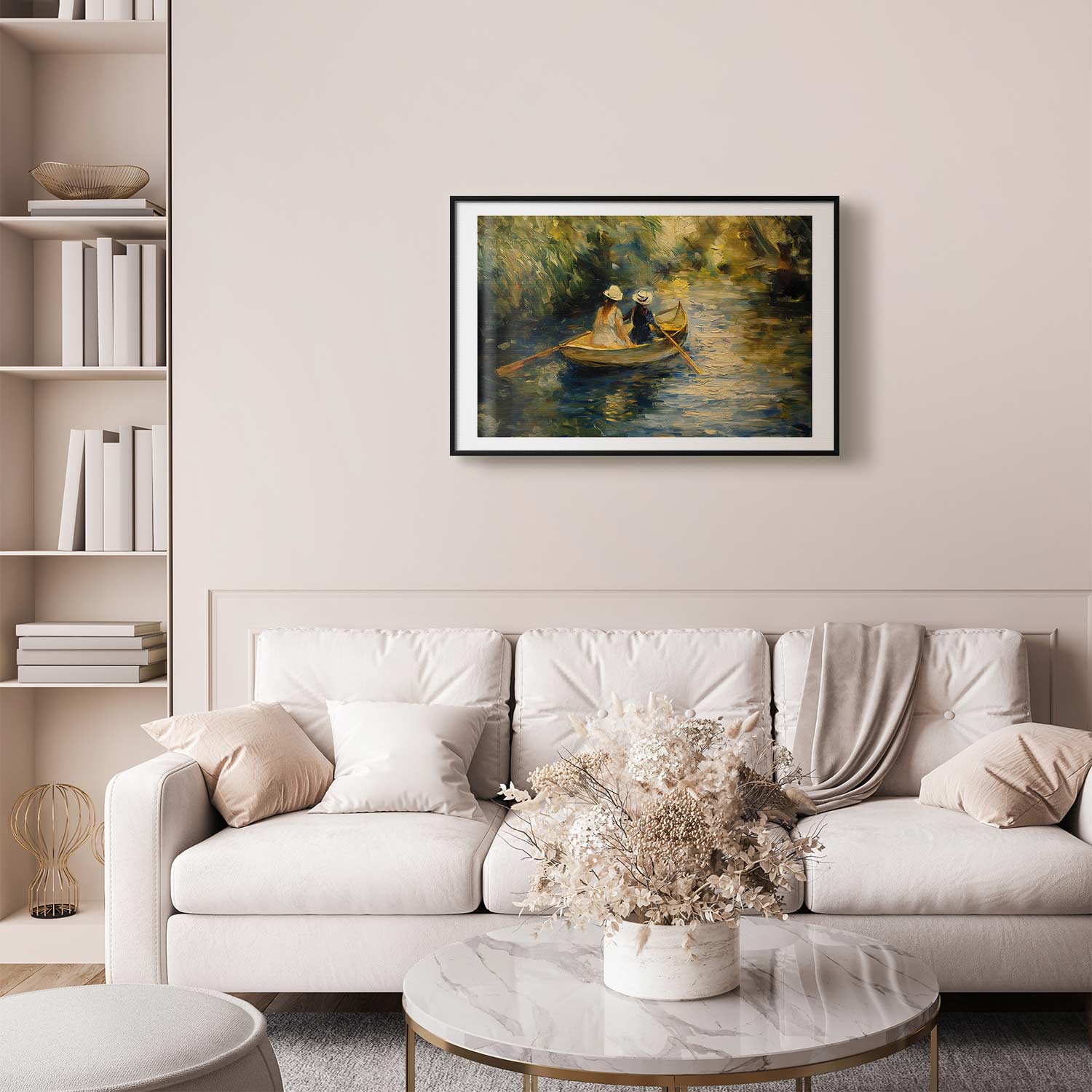 Women Sailing Boat River Landscape Poster