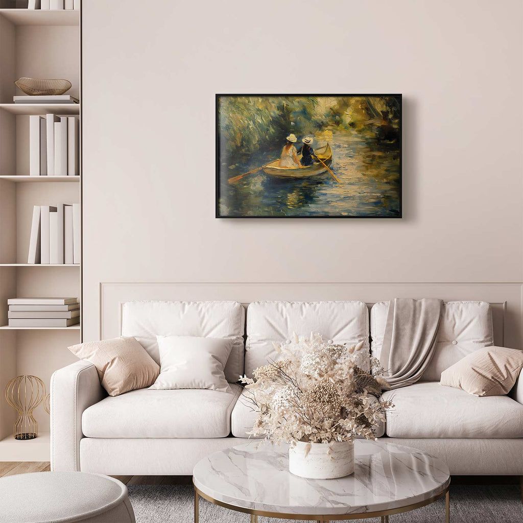 Women Sailing Boat River Landscape Poster