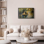 Women Sailing Boat River Landscape Poster