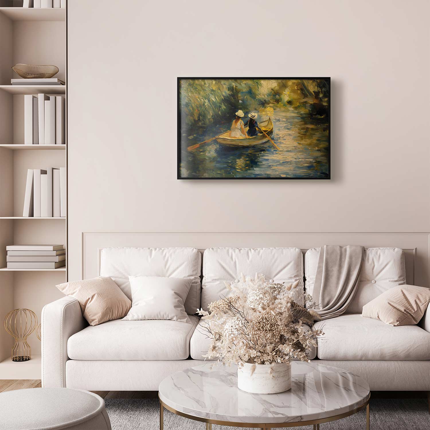 Women Sailing Boat River Landscape Poster