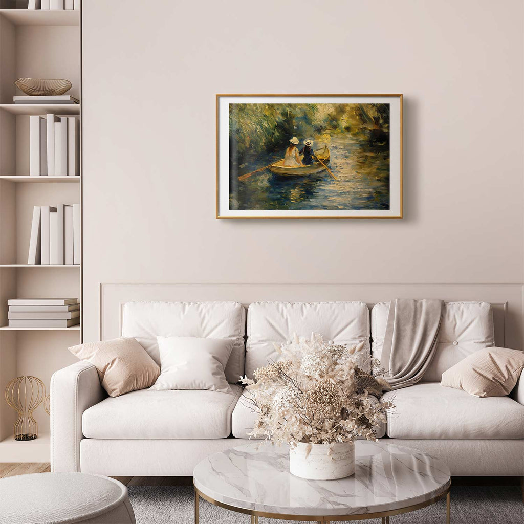 Women Sailing Boat River Landscape Poster