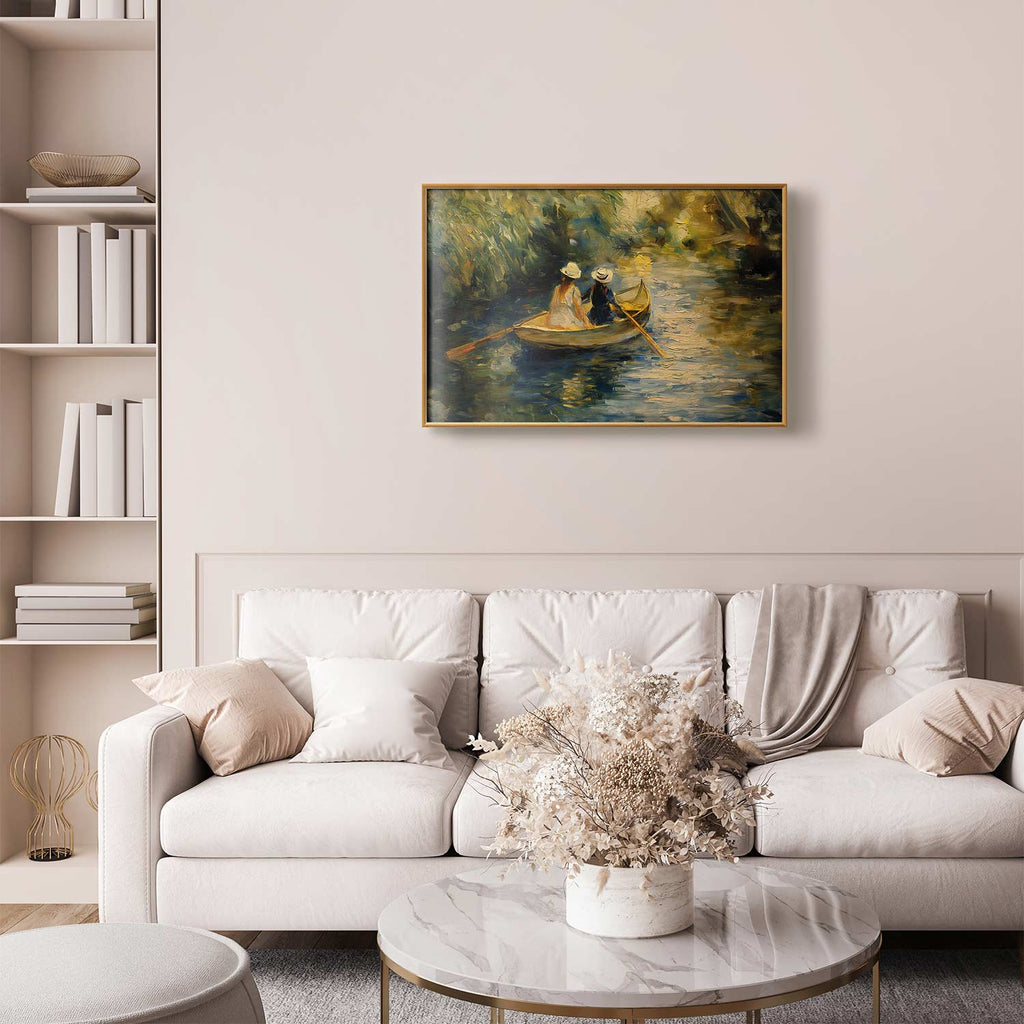 Women Sailing Boat River Landscape Poster