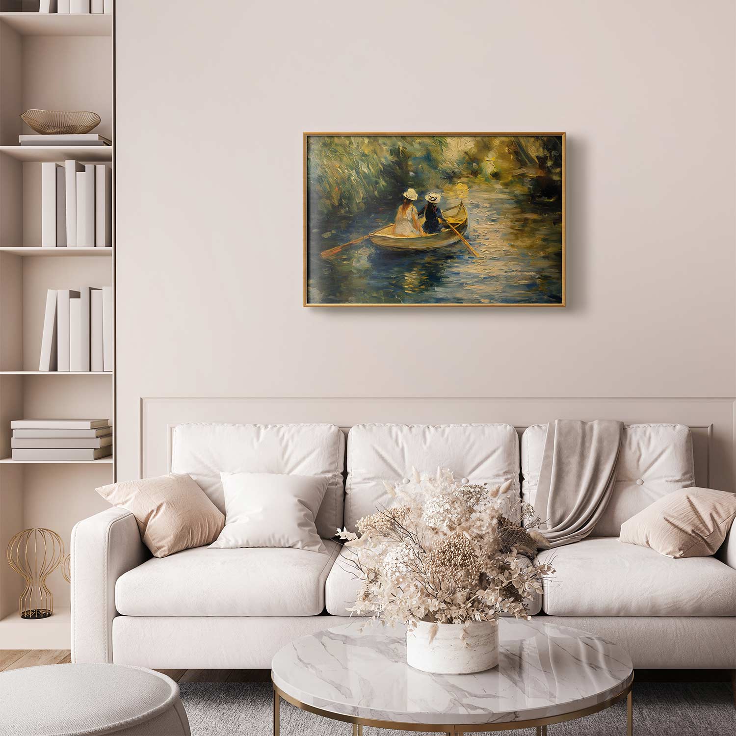 Women Sailing Boat River Landscape Poster