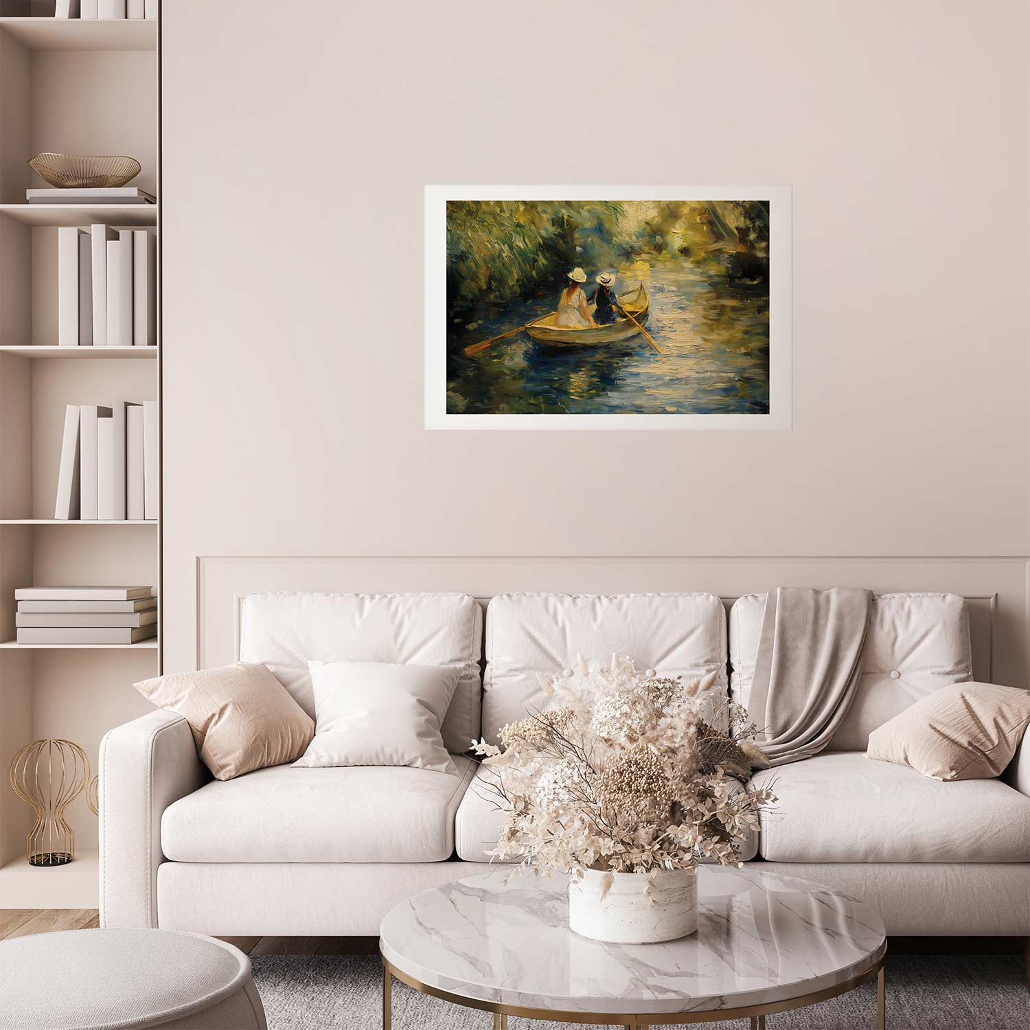 Women Sailing Boat River Landscape Poster