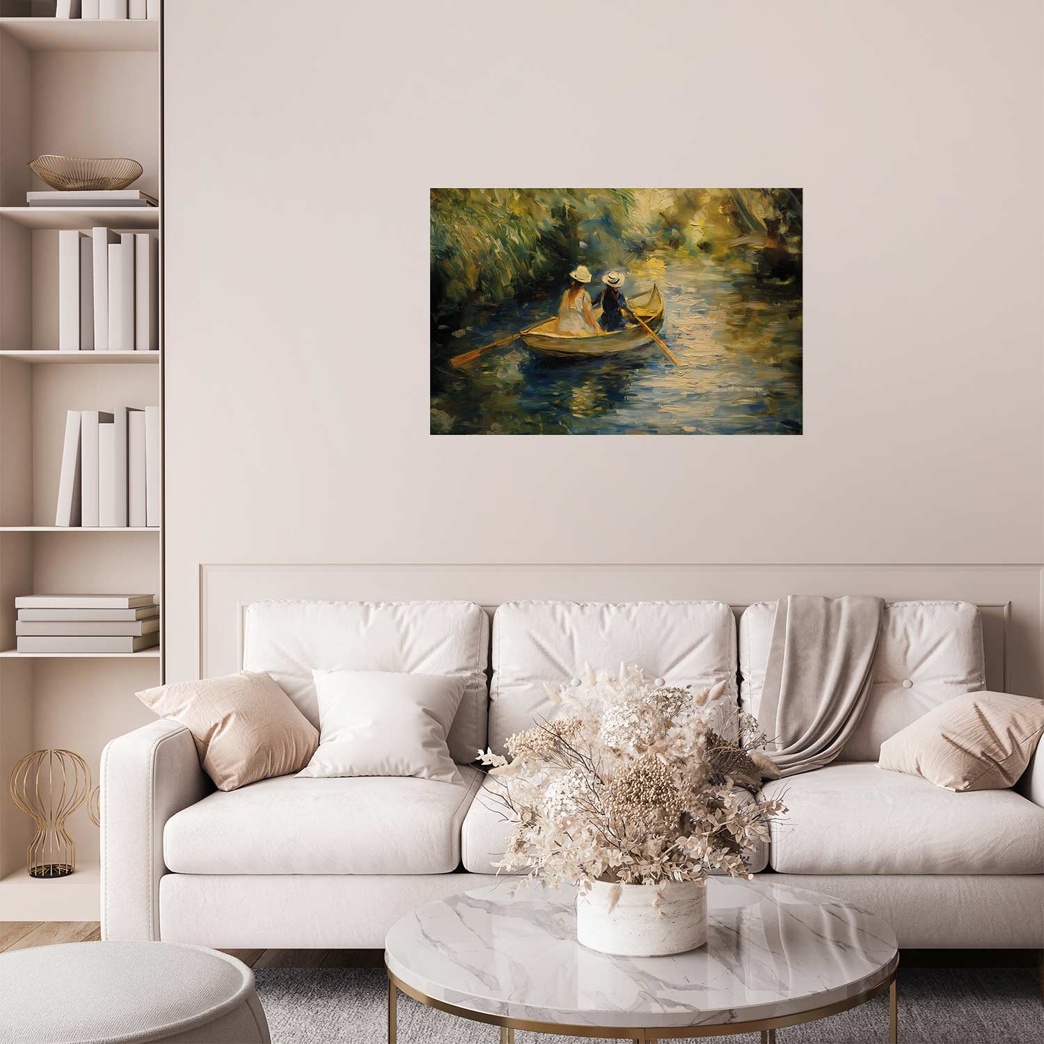 Women Sailing Boat River Landscape Poster