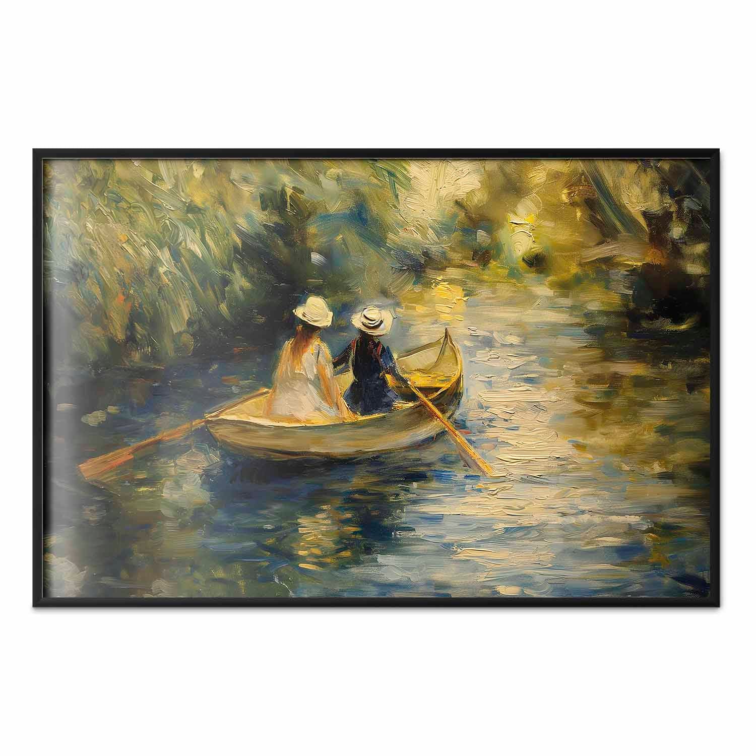 Women Sailing Boat River Landscape Poster