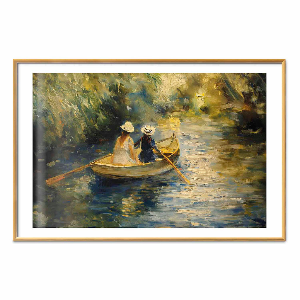 Women Sailing Boat River Landscape Poster