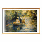 Women Sailing Boat River Landscape Poster