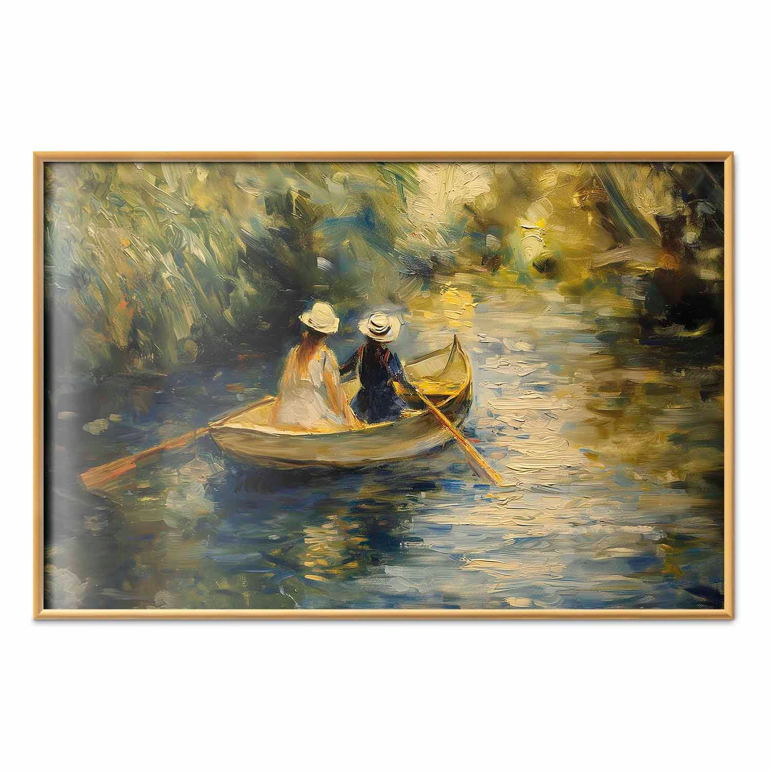 Women Sailing Boat River Landscape Poster