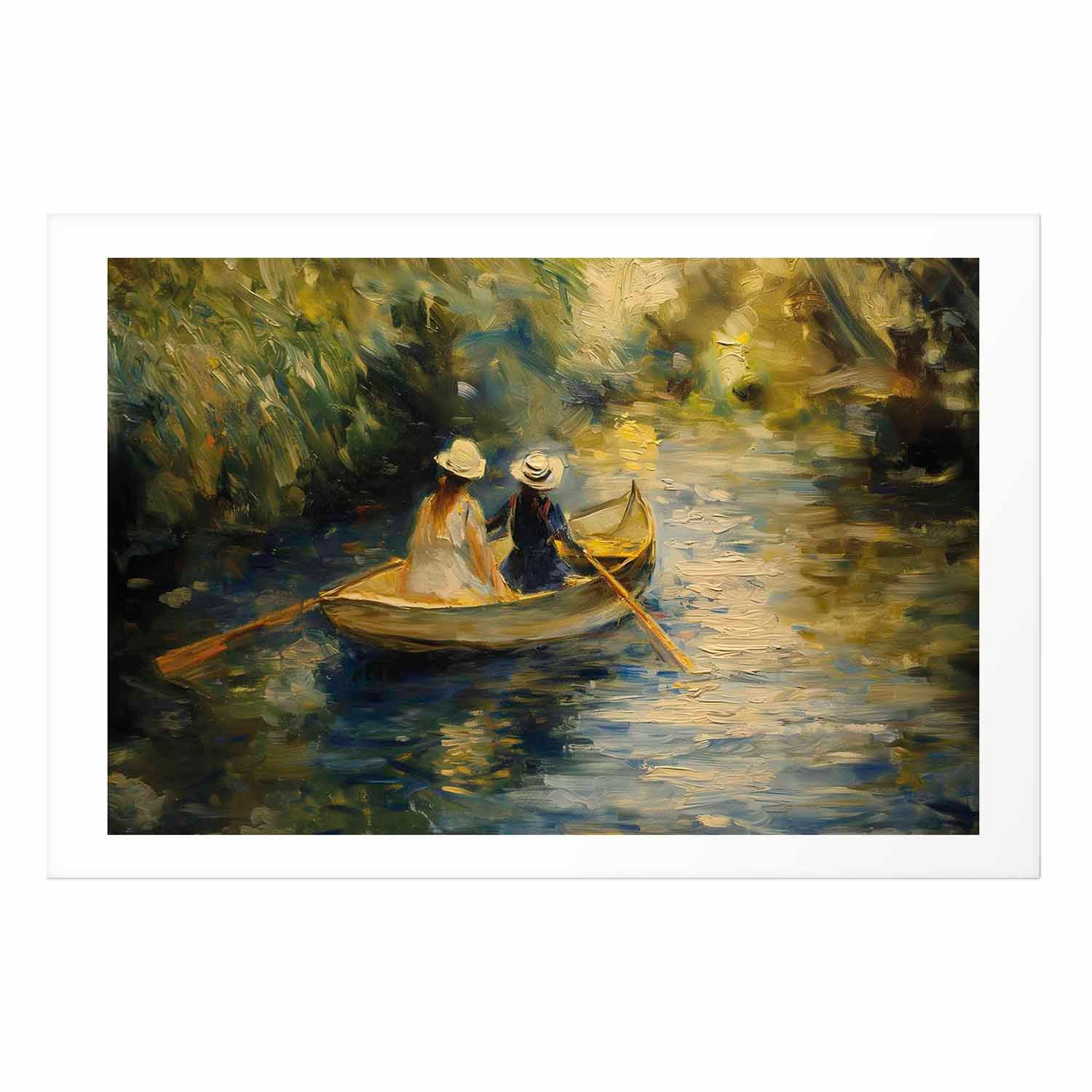 Women Sailing Boat River Landscape Poster