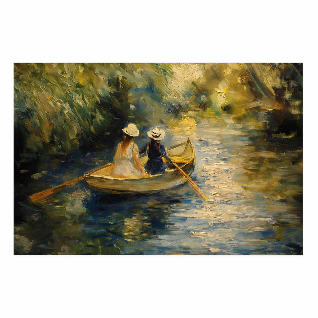 Women Sailing Boat River Landscape Poster