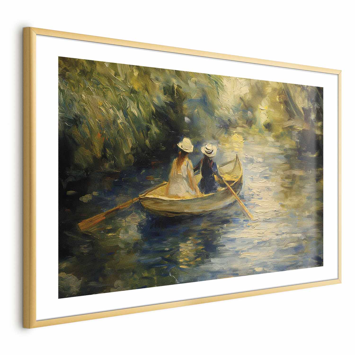 Women Sailing Boat River Landscape Poster