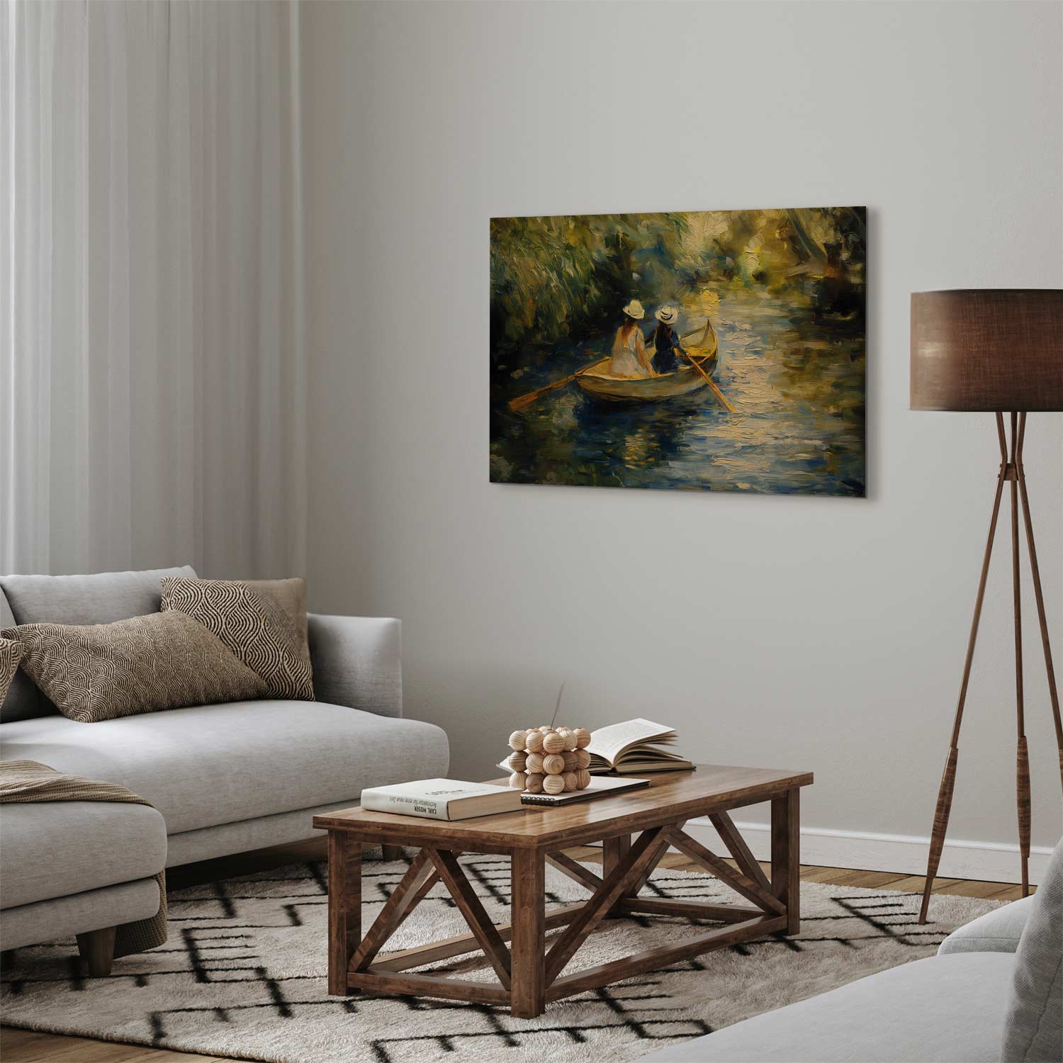 Women Sailing Boat River Landscape Canvas Print