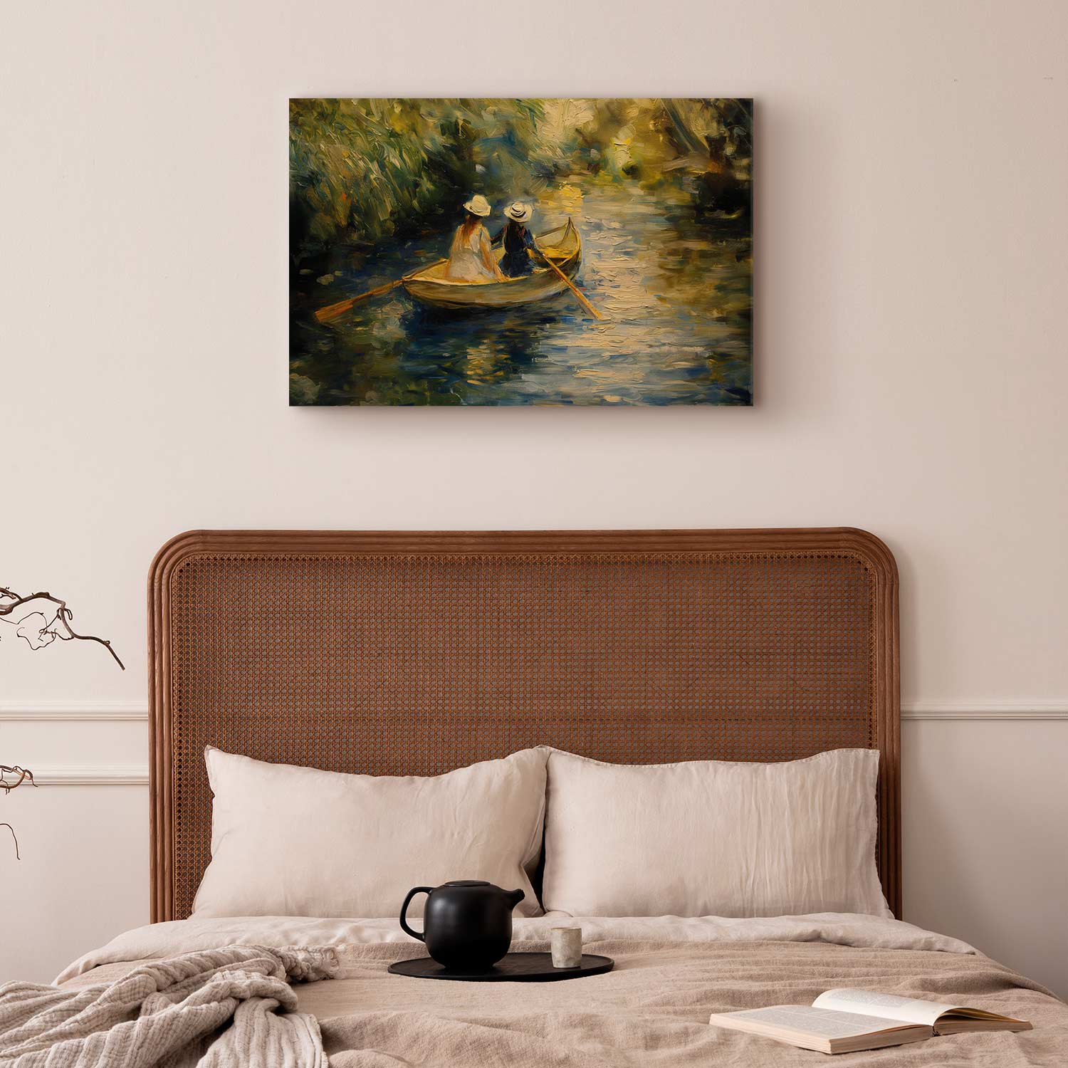 Women Sailing Boat River Landscape Canvas Print