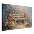 Flowery Bench Impressionist DIY Large Canvas Print