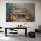 Flowery Bench Impressionist DIY Large Canvas Print