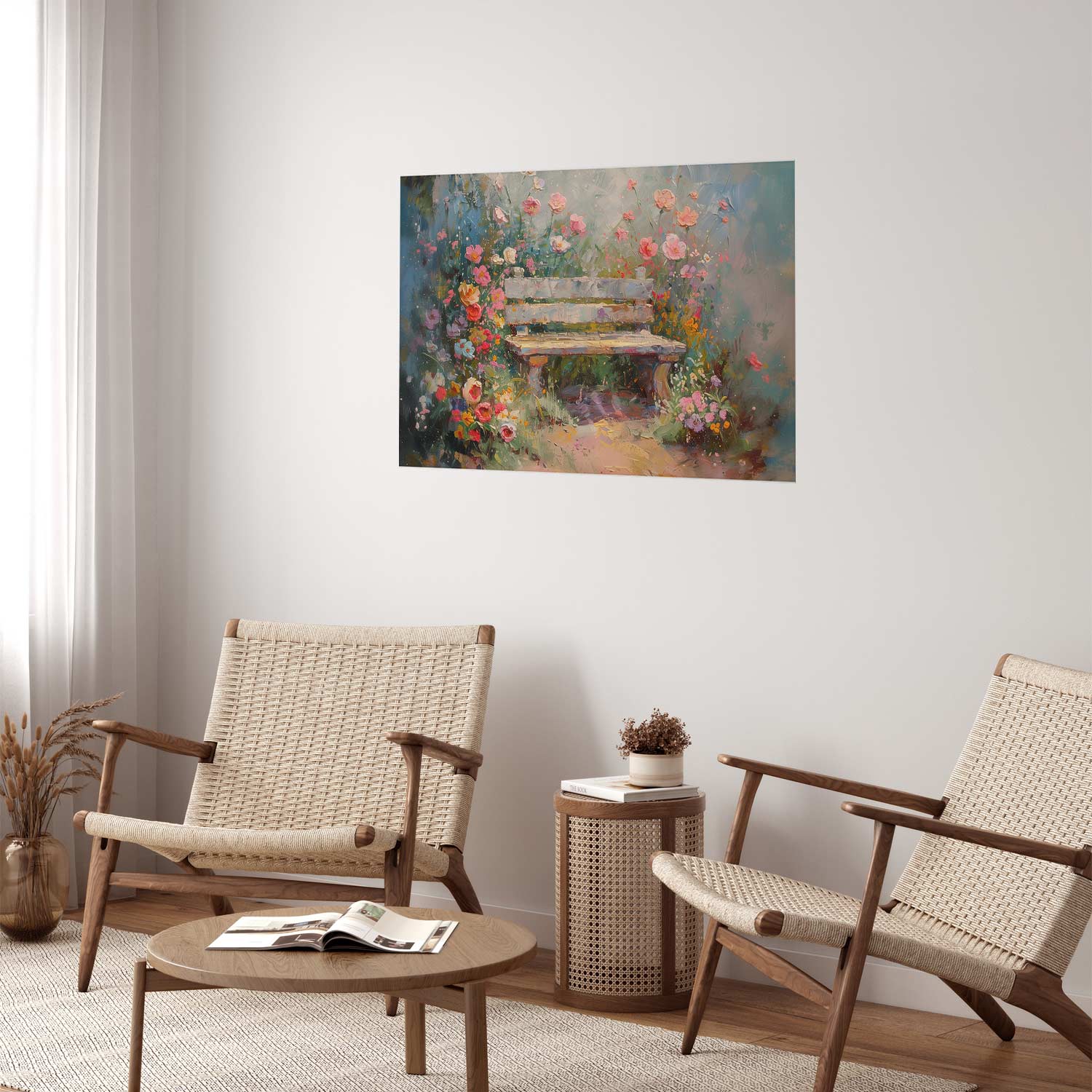 Flowery Bench Impressionist Poster