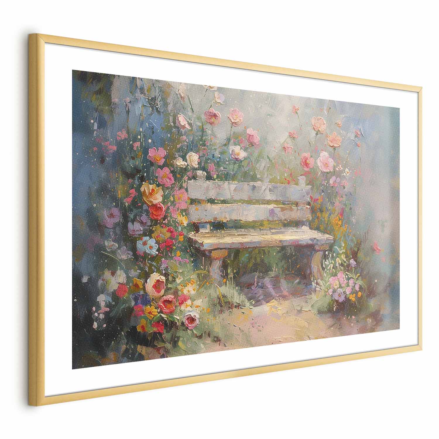 Flowery Bench Impressionist Poster