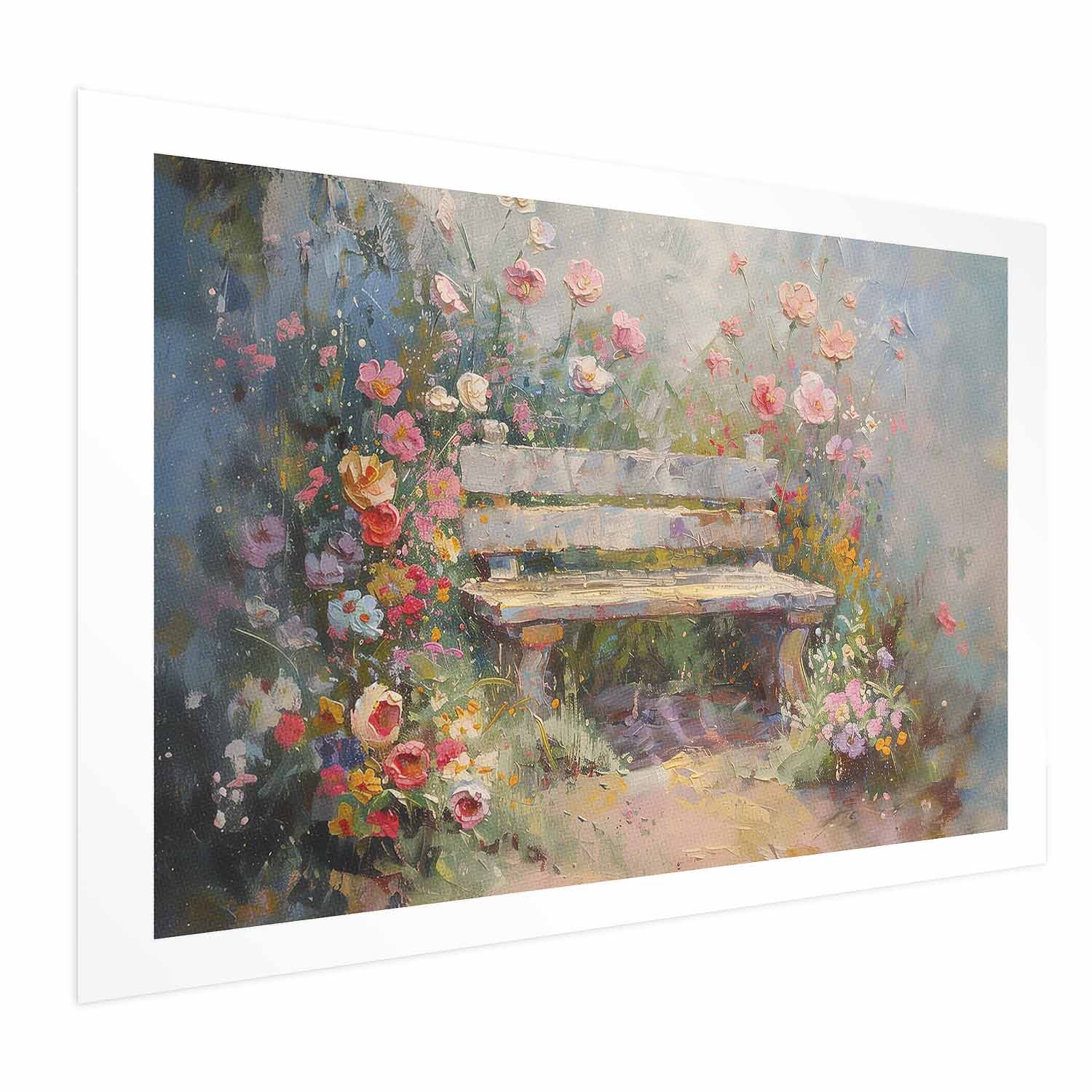 Flowery Bench Impressionist Poster