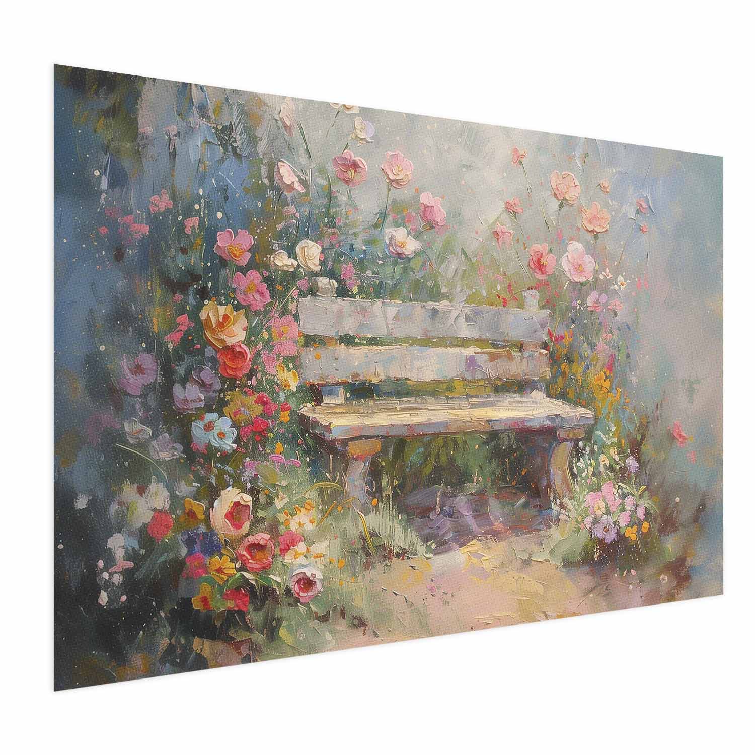 Flowery Bench Impressionist Poster