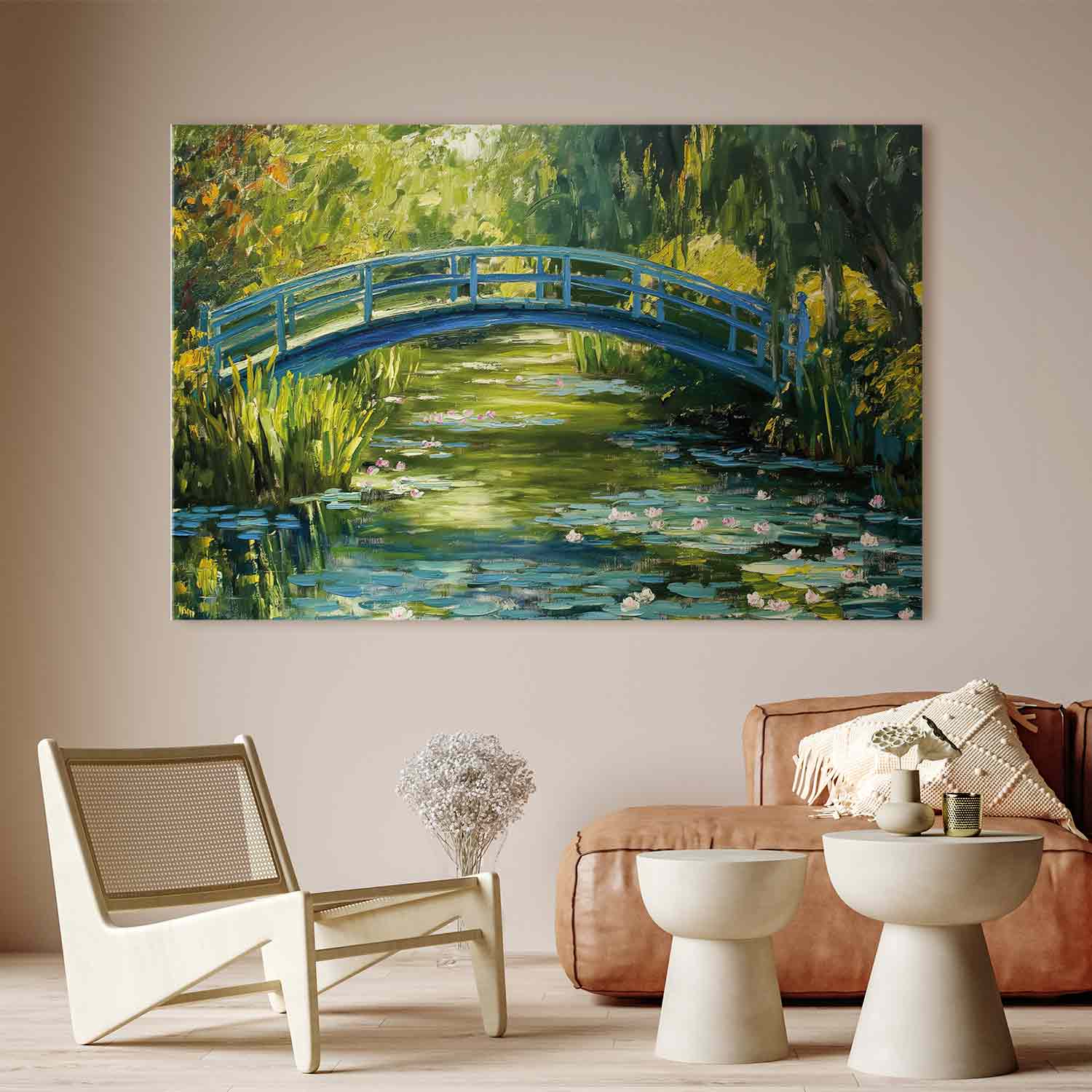Impressionist Bridge Landscape DIY Large Canvas Print