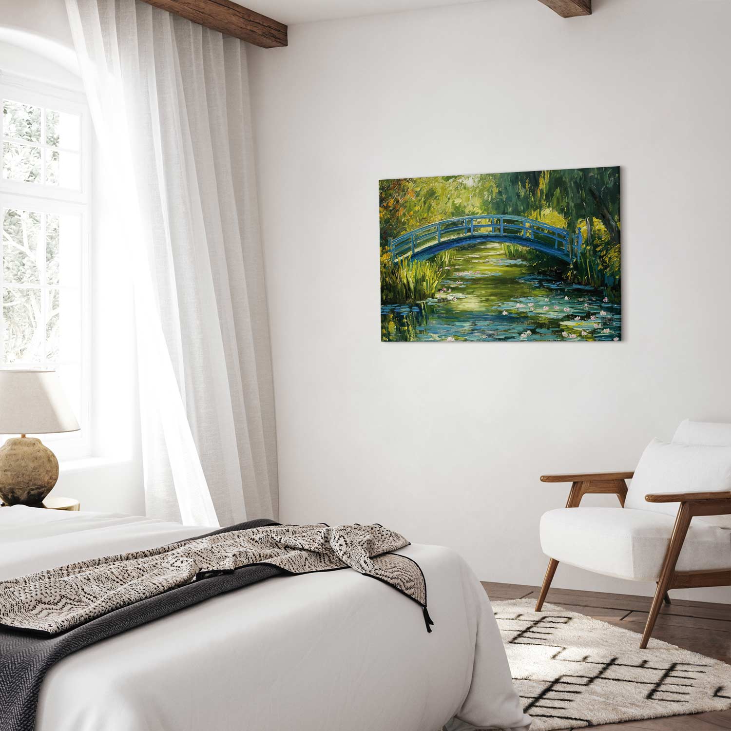Impressionist Bridge Landscape Canvas Print