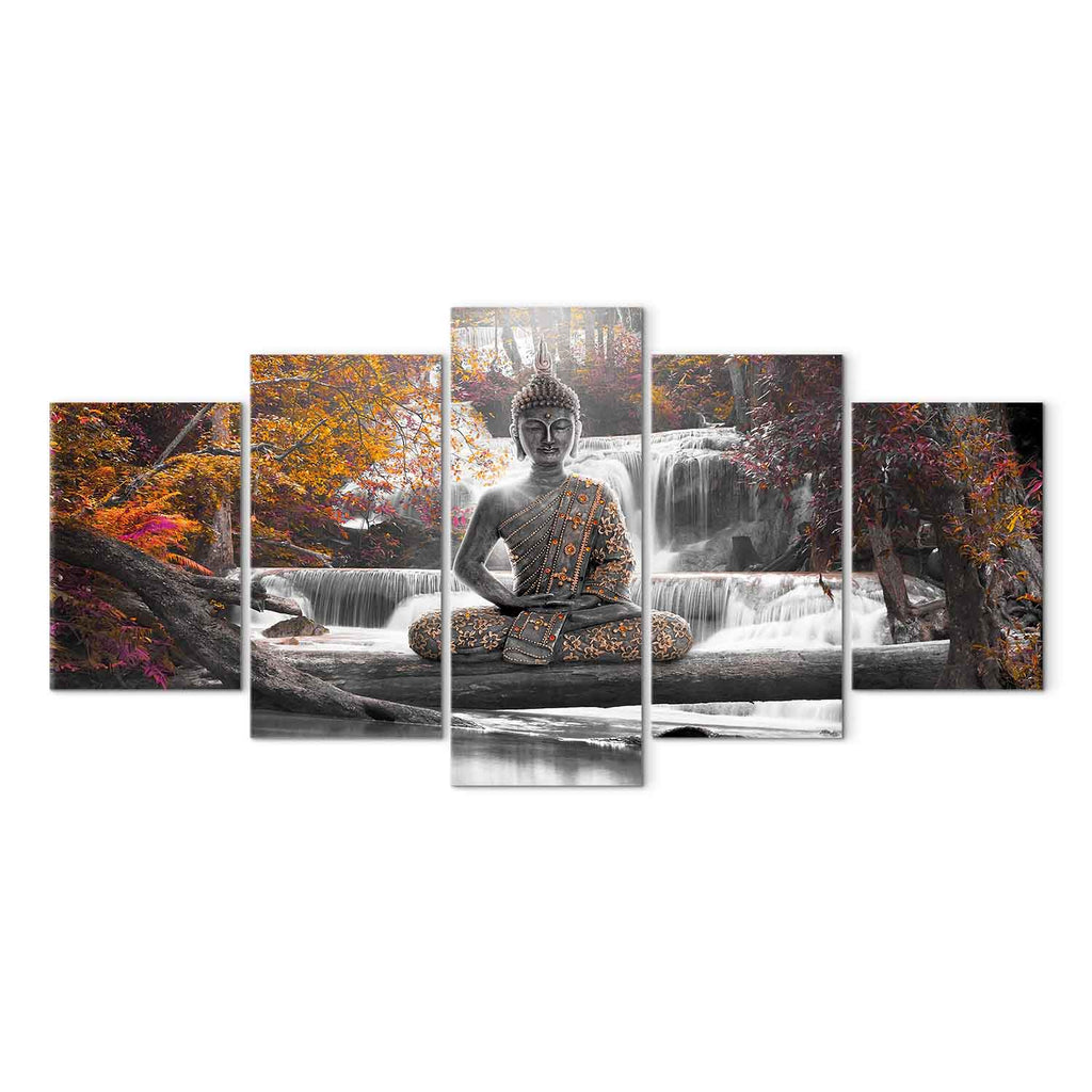 Autumn Buddha Waterfall Zen Canvas Print