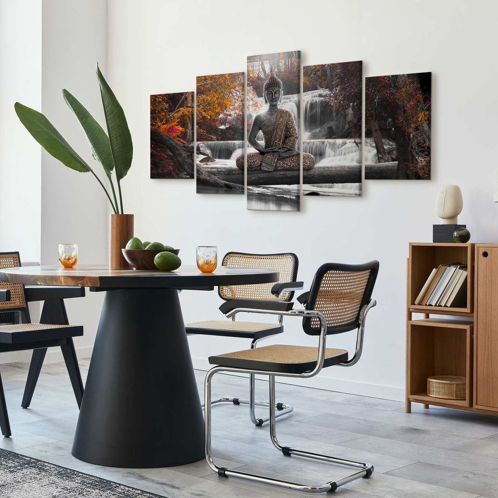 Autumn Buddha Waterfall Zen Canvas Print