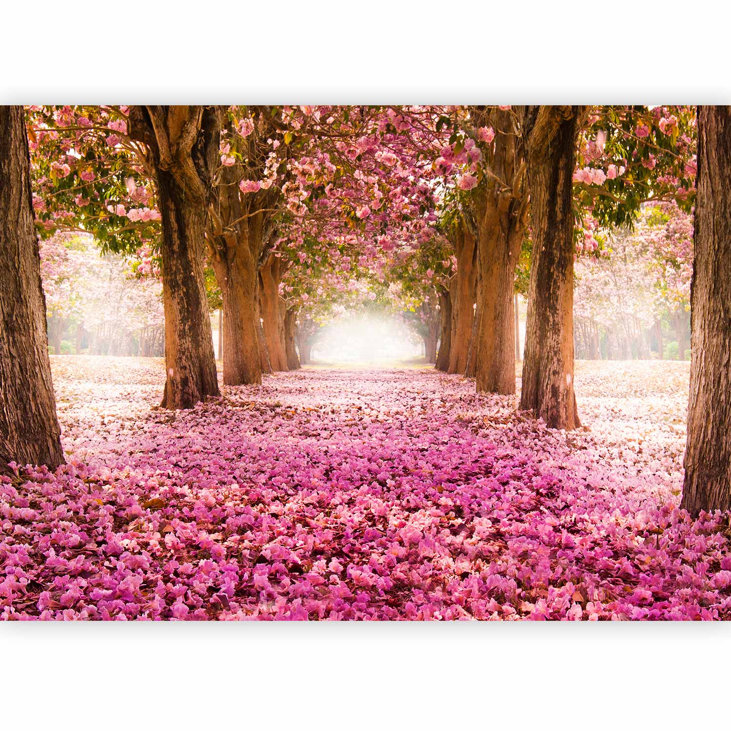 Pink Grove Forest Flowers Wall Mural