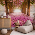 Pink Grove Forest Flowers Wall Mural