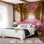 Pink Grove Forest Flowers Wall Mural