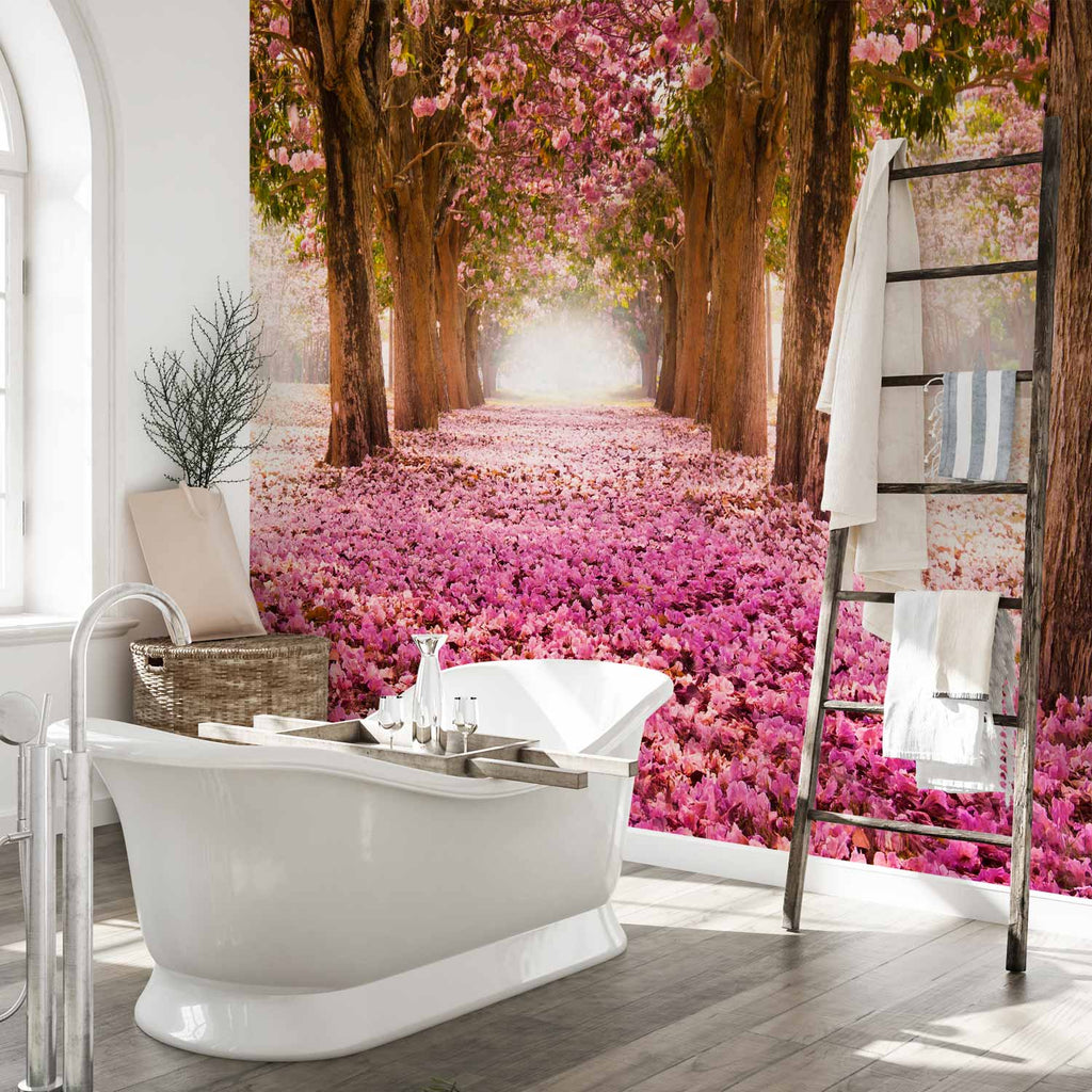 Pink Grove Forest Flowers Wall Mural