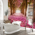Pink Grove Forest Flowers Wall Mural