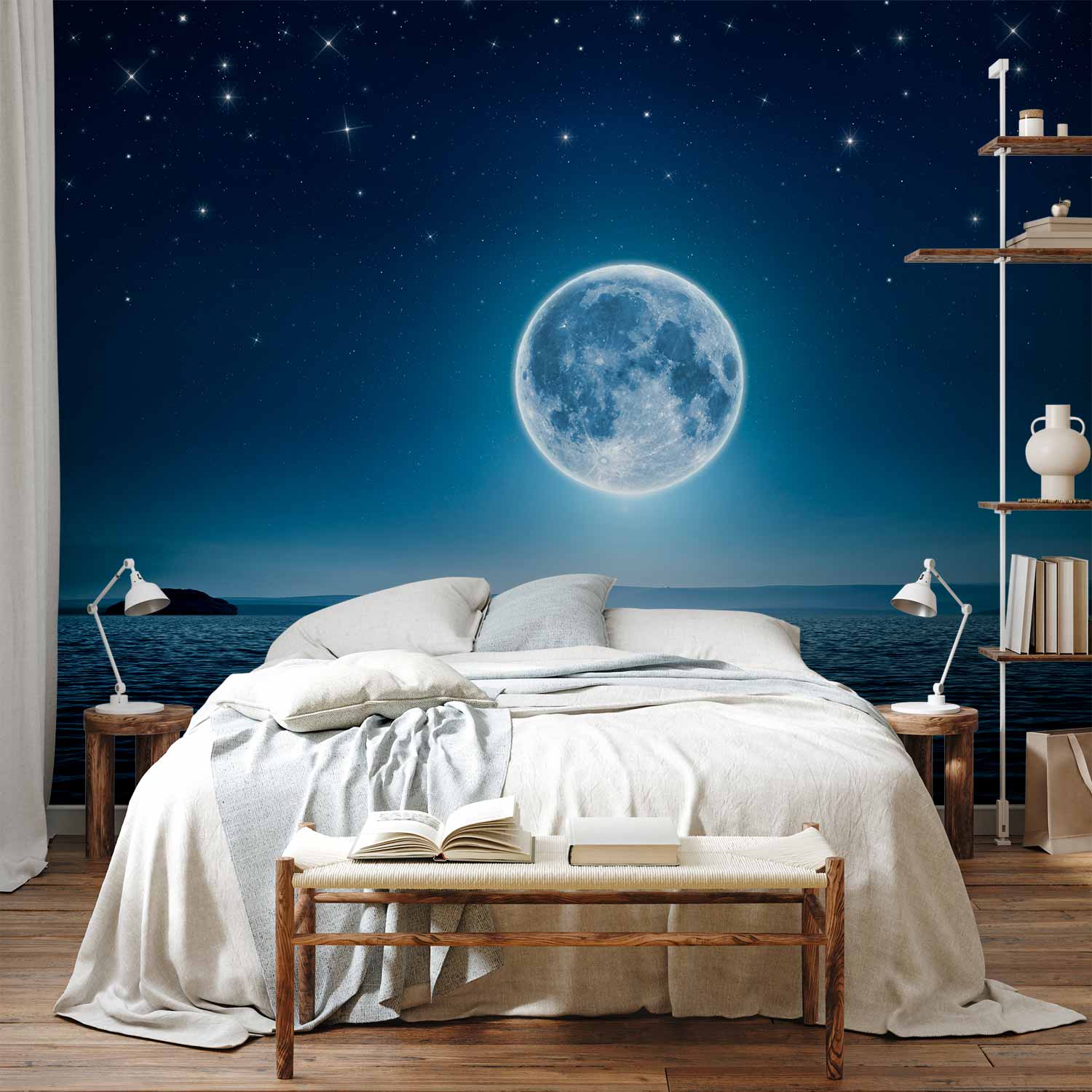 Moonlit Sea Sky Landscape Wall Mural