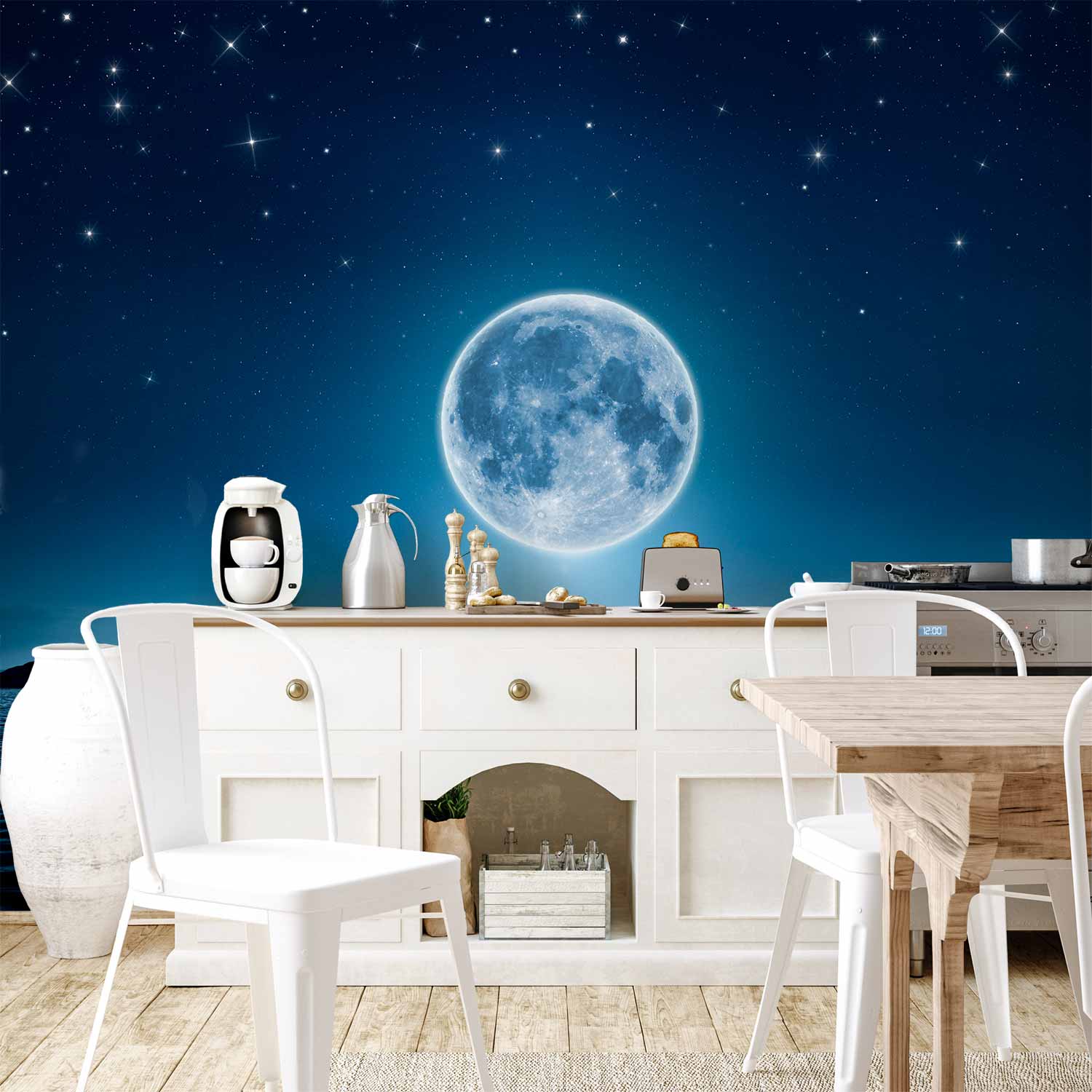 Moonlit Sea Sky Landscape Wall Mural
