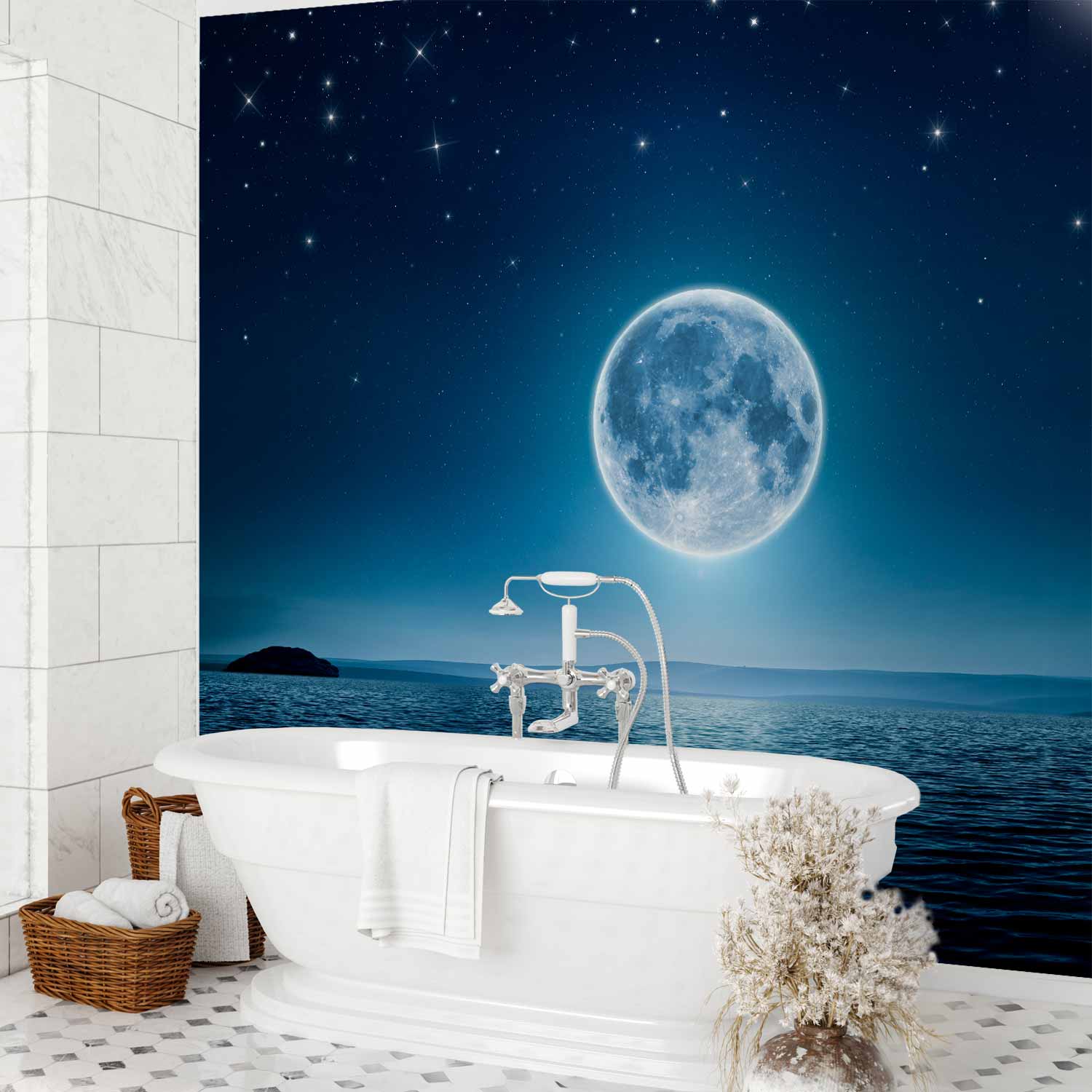 Moonlit Sea Sky Landscape Wall Mural