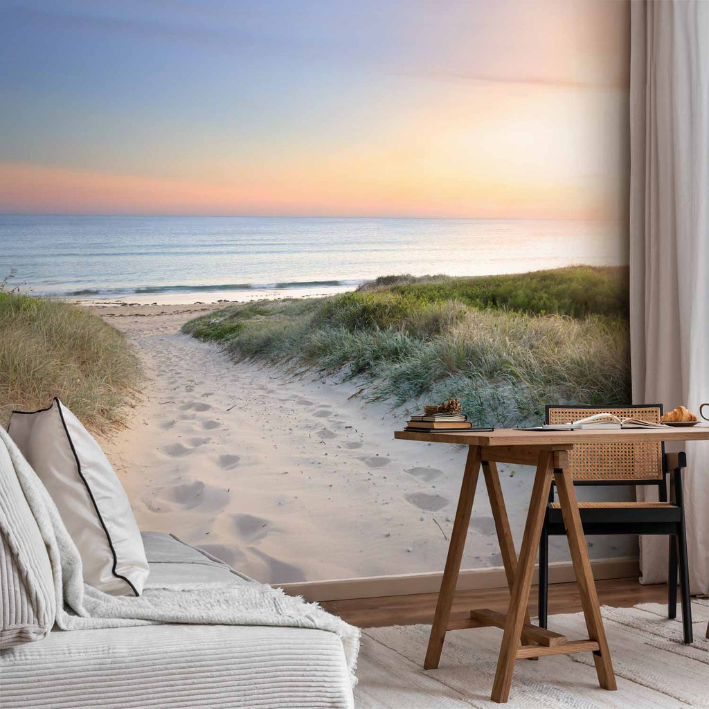 Morning Beach Walk Sea Wall Mural