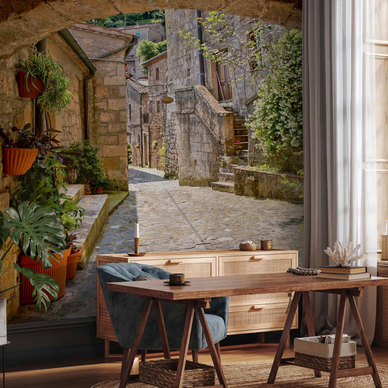 Provincial Tuscany Alley Landscape Wall Mural