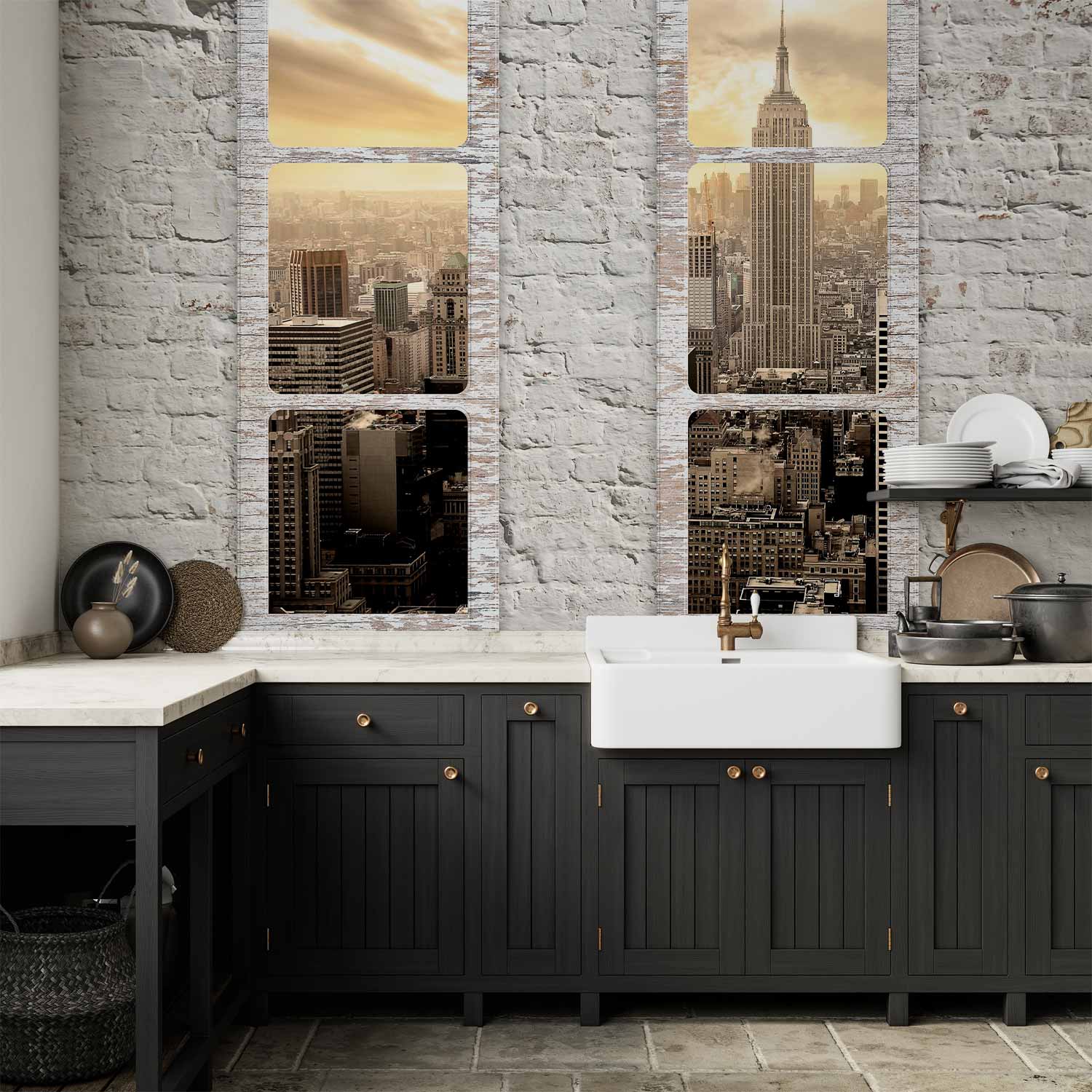 New York Skyline Window View Wall Mural