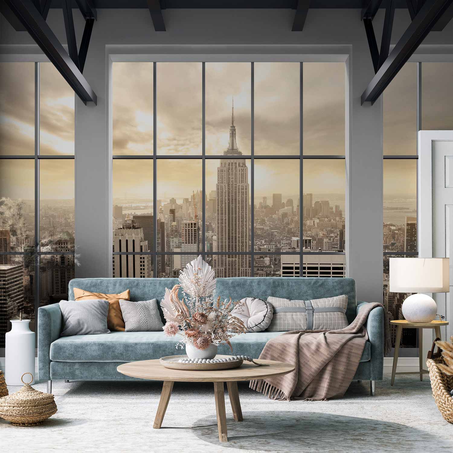 Clouds Over New York City Skyline Wall Mural