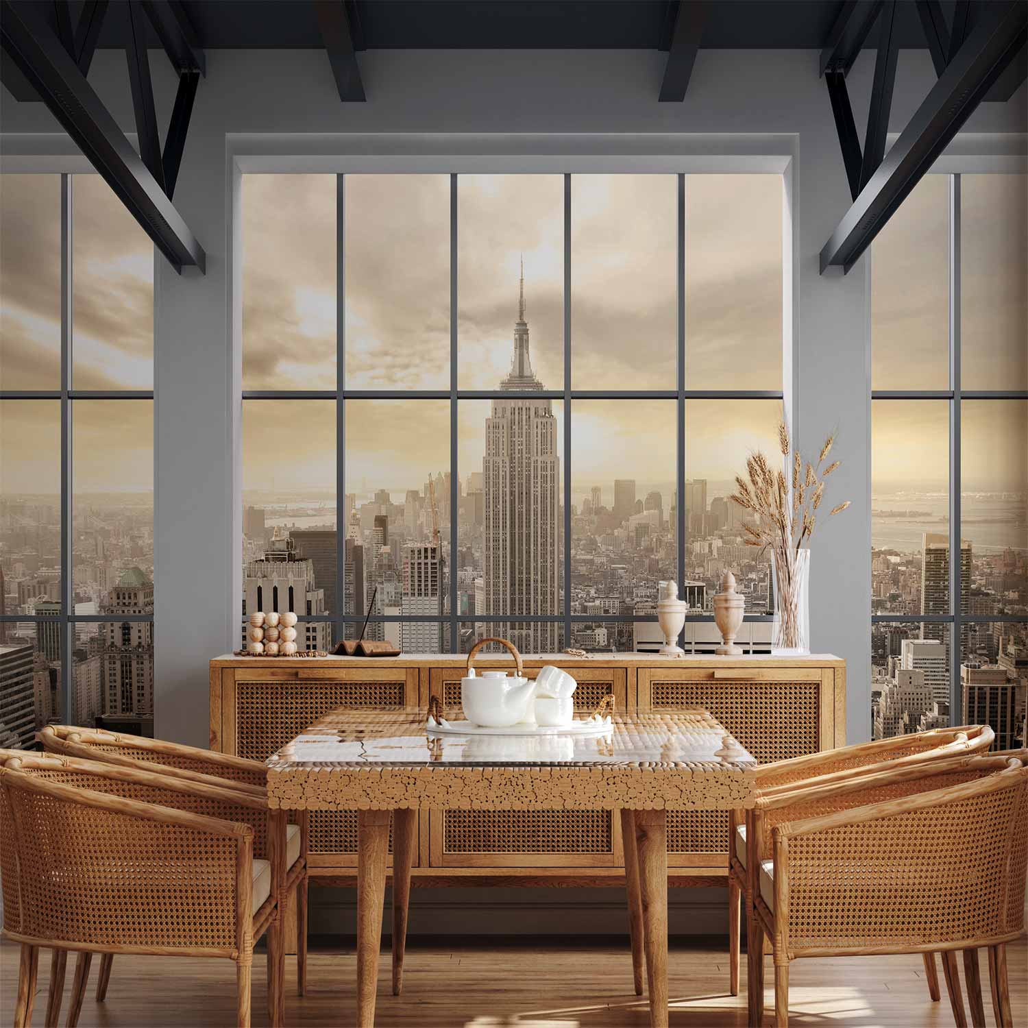 Clouds Over New York City Skyline Wall Mural