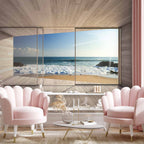 Wooden Pier Sea Waves Wall Mural