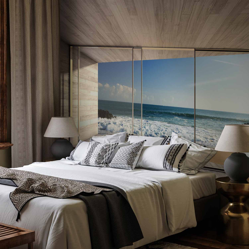 Wooden Pier Sea Waves Wall Mural